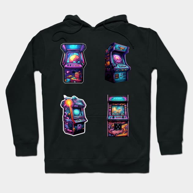 Futuristic Arcade Machine Sticker Set Hoodie by Popstarbowser